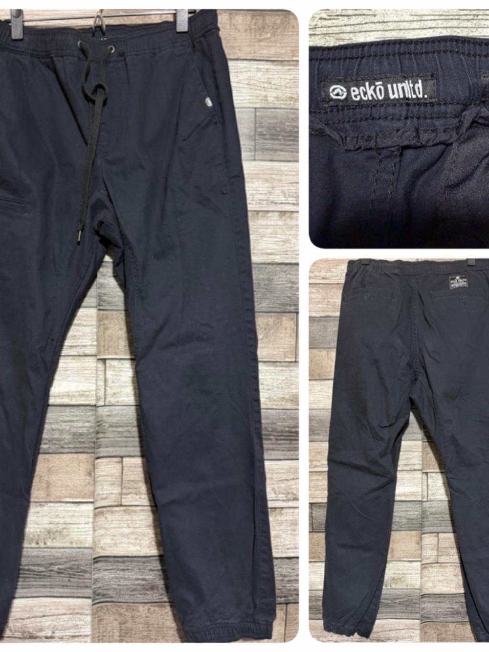 Ecko Unltd Skinny Fit Joggers Chino Pants Men’s 32x30 Black Tapered Drawstring